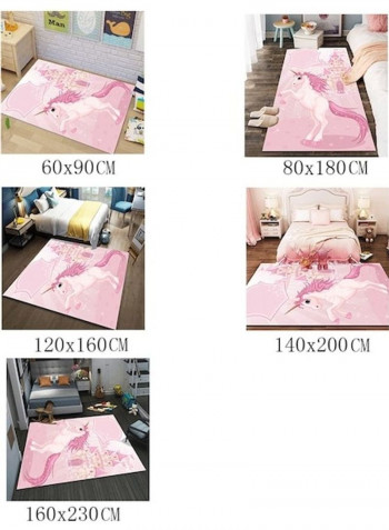 Cartoon Unicorn Patterned Rectangle Anti-Slip Floor Rug Pink 120x160cm