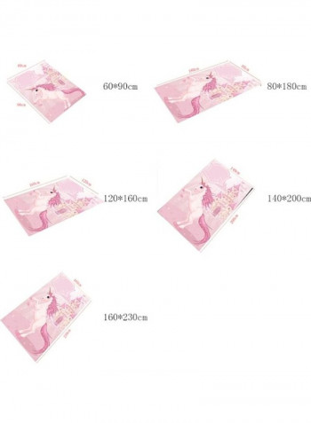 Cartoon Unicorn Patterned Rectangle Anti-Slip Floor Rug Pink 120x160cm
