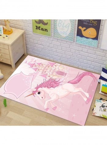 Cartoon Unicorn Patterned Rectangle Anti-Slip Floor Rug Pink 120x160cm