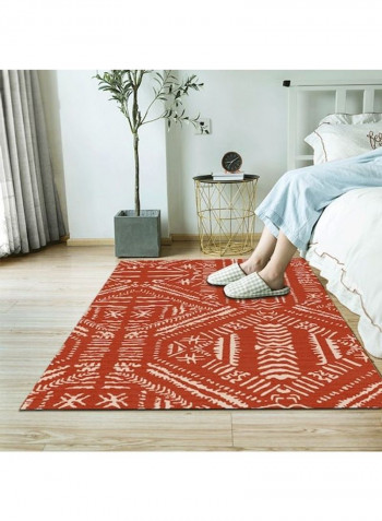 Geometric Pattern Print Washable Rug Red/White 120 x 160cm