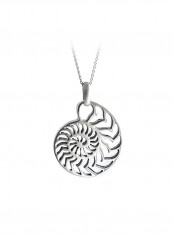 925 Sterling Silver Nautilus Ammonite Shell Pendant Necklace