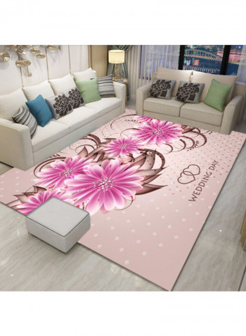 Floral Living Room Floor Rug Pink/Brown/White 120x160cm