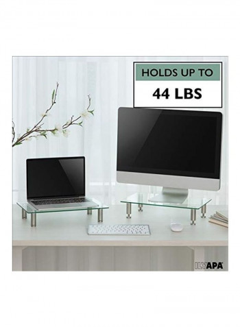 2-Piece Height Adjustable Glass Monitor Stands Clear/Silver