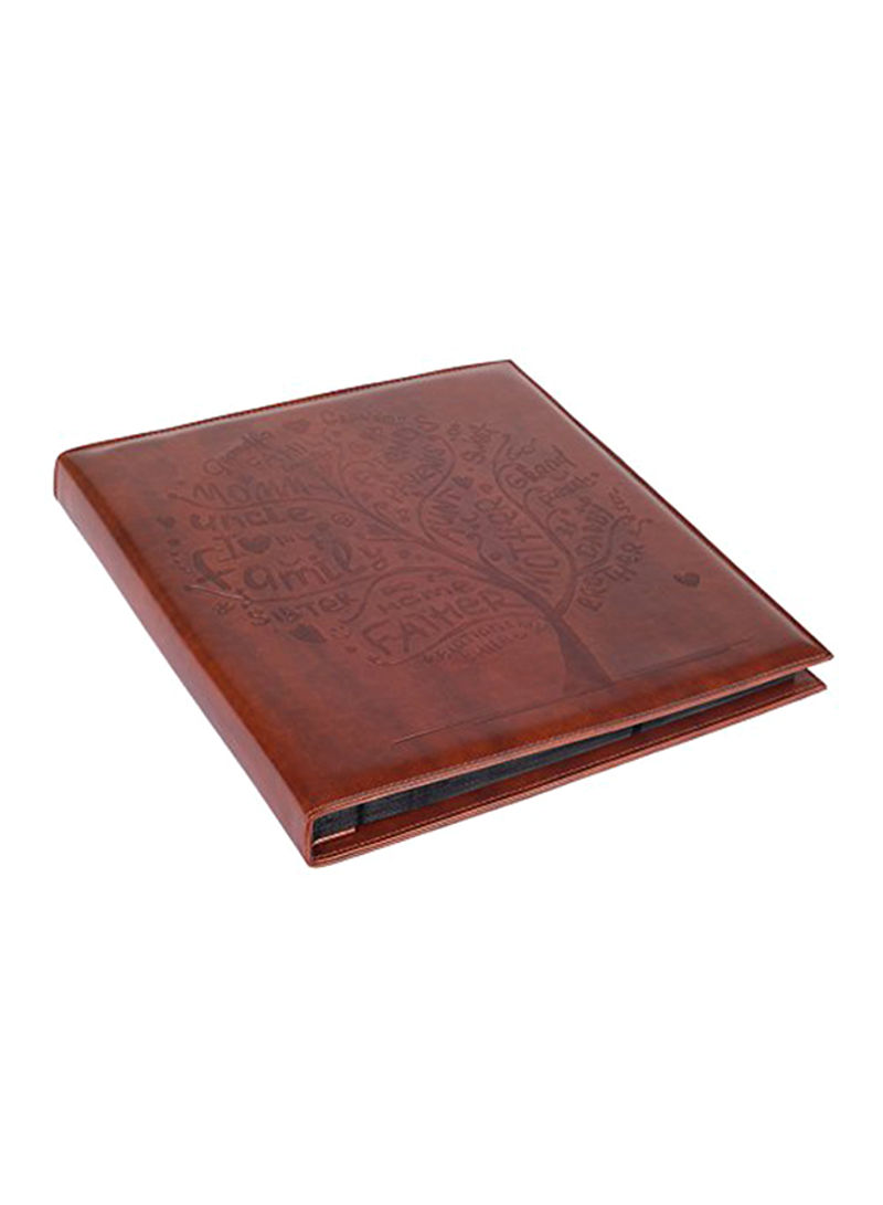 Faux Leather Family Photo Album With Embossed Tree Brown 12.5x13.5x1.5inch