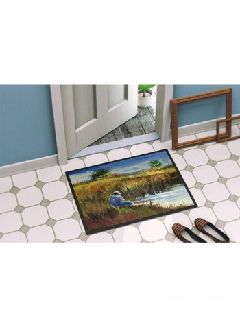 Fisherman On The Bank Indoor/Outdoor Mat Multicolour 11 x 14inch