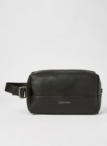 Faux Leather Toiletry Bag Black