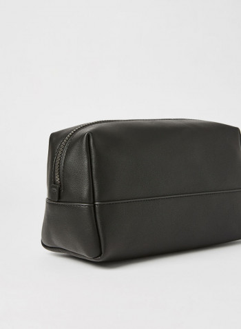 Faux Leather Toiletry Bag Black