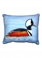 Hooded Merganser Printed Decorative Pillow Blue/White/Orange 20x24inch