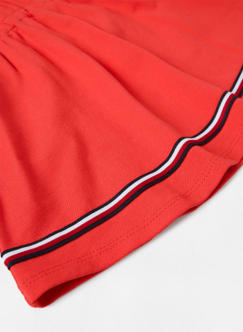 Baby/Kids Tipped Collar Polo Dress أحمر