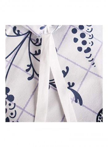 3-Piece Floral Printed Reversible Duvet Cover Set Polyester White/Blue King