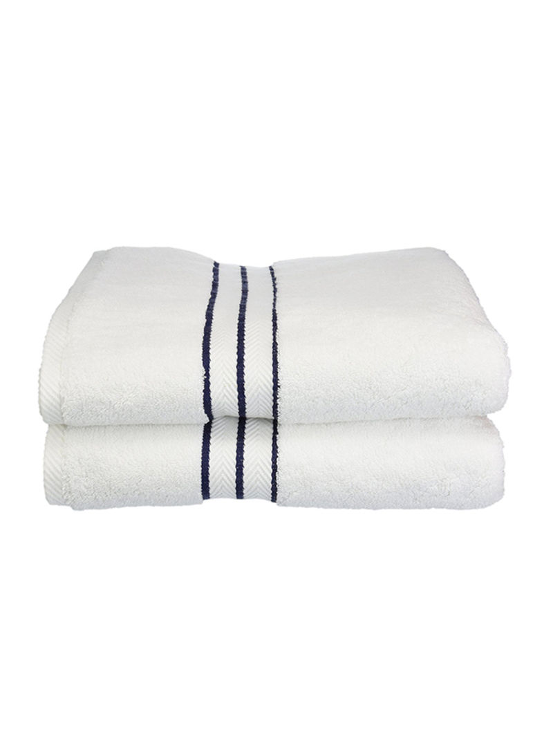 2-Piece Soft Bath Towel White/Blue 30 x 55inch