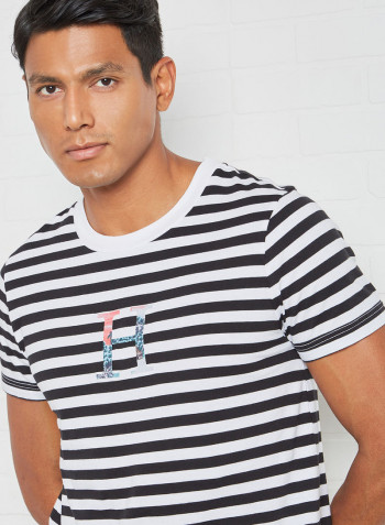 Striped Organic Cotton T-Shirt Black/White
