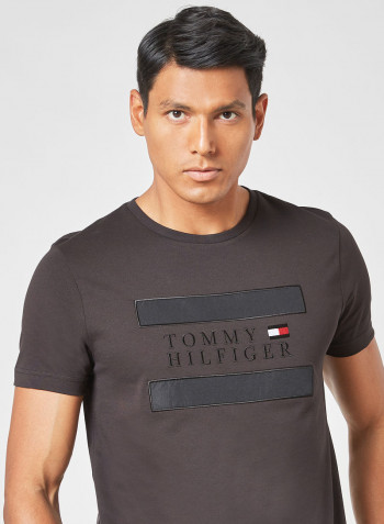 Tonal Logo Organic Cotton T-Shirt Black