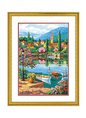 Village Lake Afternoon Painting Kit Green/Blue/Yellow