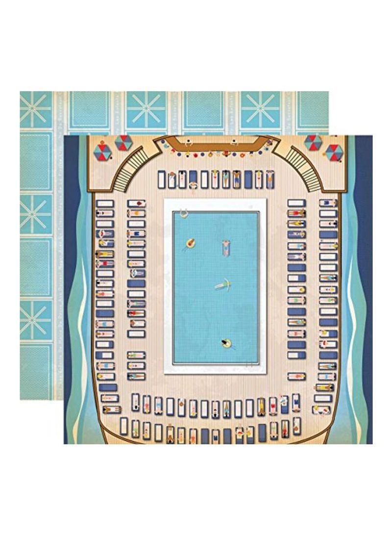 25-Piece Pool Time Themed Double Sided Card Stock Blue/Beige/Brown