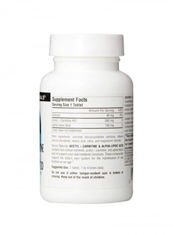 Acetyl L-Carnitine And Alpha-Lipoic Acid 650 mg - 60 Tablets