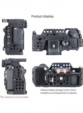 Camera Cage Aluminum Alloy with Cold Shoe Mount Compatible Black