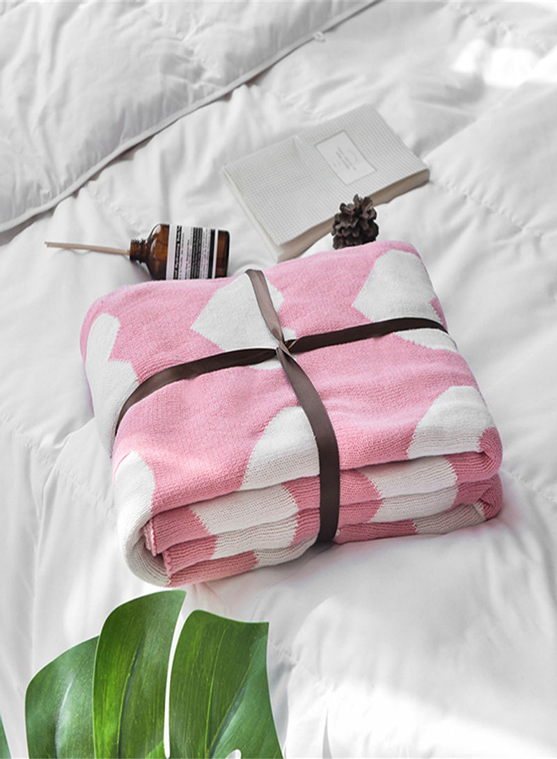 Cartoon Sweet Heart Pattern Soft Blanket Cotton Pink 110x130centimeter