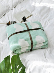 Hearts Pattern Comfortable Blanket Cotton Green 110x130centimeter