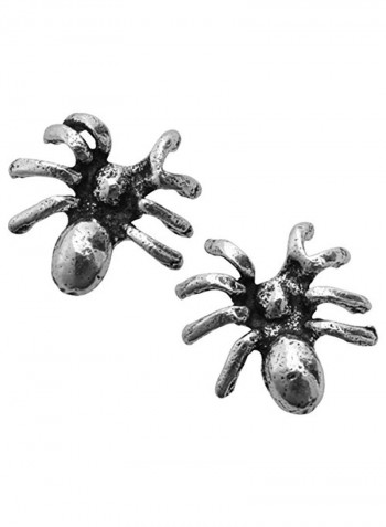 Sterling Silver Spider & Web Stud Earrings