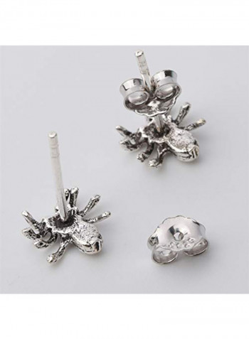Sterling Silver Spider & Web Stud Earrings