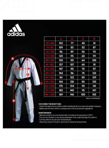 ADI-CLUB Taekwondo Uniform - White/Red-Black, 190cm 190cm