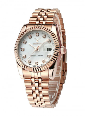 Women's Stainless Steel Creative Design Date Window Analog Watch 8666