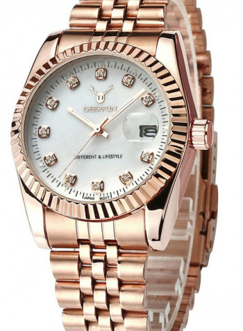 Women's Stainless Steel Creative Design Date Window Analog Watch 8666