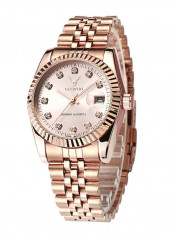 Women's Stainless Steel Creative Design Date Window Analog Watch 8670