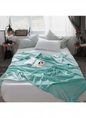 Solid Design Bed Blanket Cotton Green 200x230centimeter
