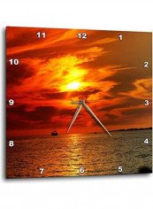 Large Boat Florida Sunset Wall Clock Multicolour 15 X 15inch