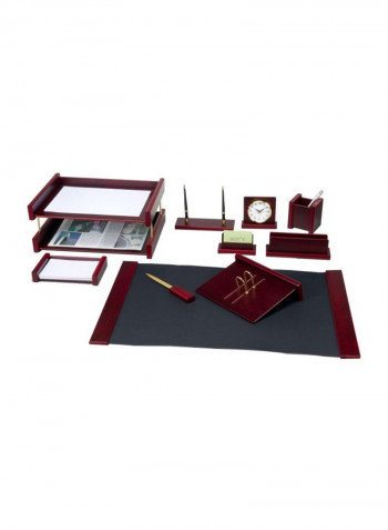 11-Piece Wooden Desk Set Mahogany