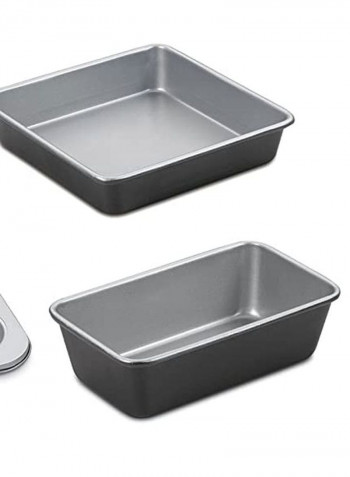 4-Piece Nonstick Bakeware Set Grey/Black Loaf Pan 9 inch, Square Cake Pan 9 inch, Round Cake Pan 9inch