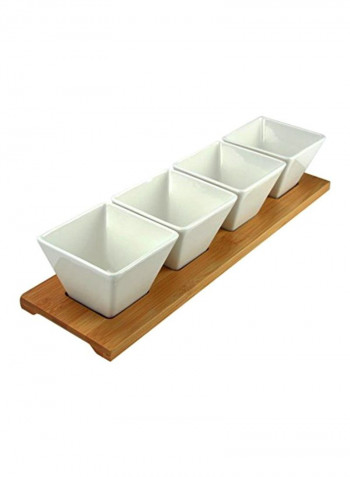 5-Piece Appetizer Set White/Brown