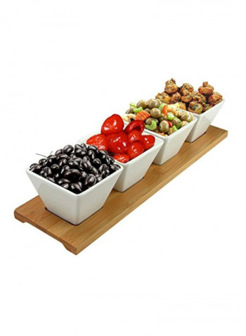 5-Piece Appetizer Set White/Brown