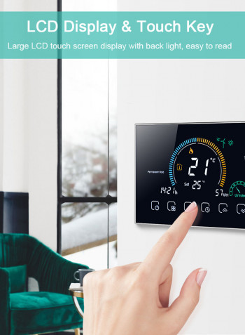 95-240V Wi-Fi Intelligent Digital Programmable Thermostat For Water Heating Black 16.50 x 5.80 x 12.50cm