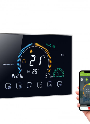 95-240V Wi-Fi Intelligent Digital Programmable Thermostat For Water Heating Black 16.50 x 5.80 x 12.50cm