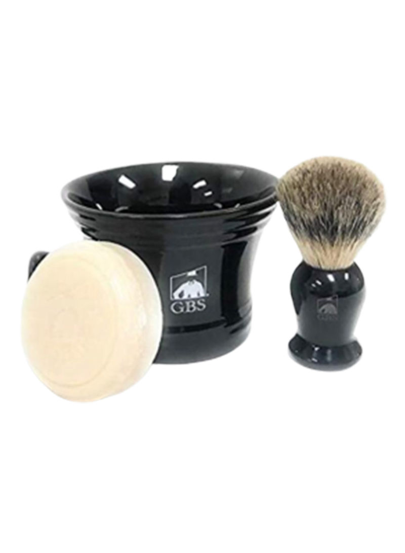 Classic Shaving Set Black/Beige 4.75X4.75X4cm