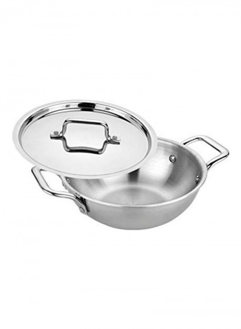 Stainless Steel Pan With Cover Silver 22cm