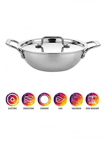 Stainless Steel Pan With Cover Silver 22cm