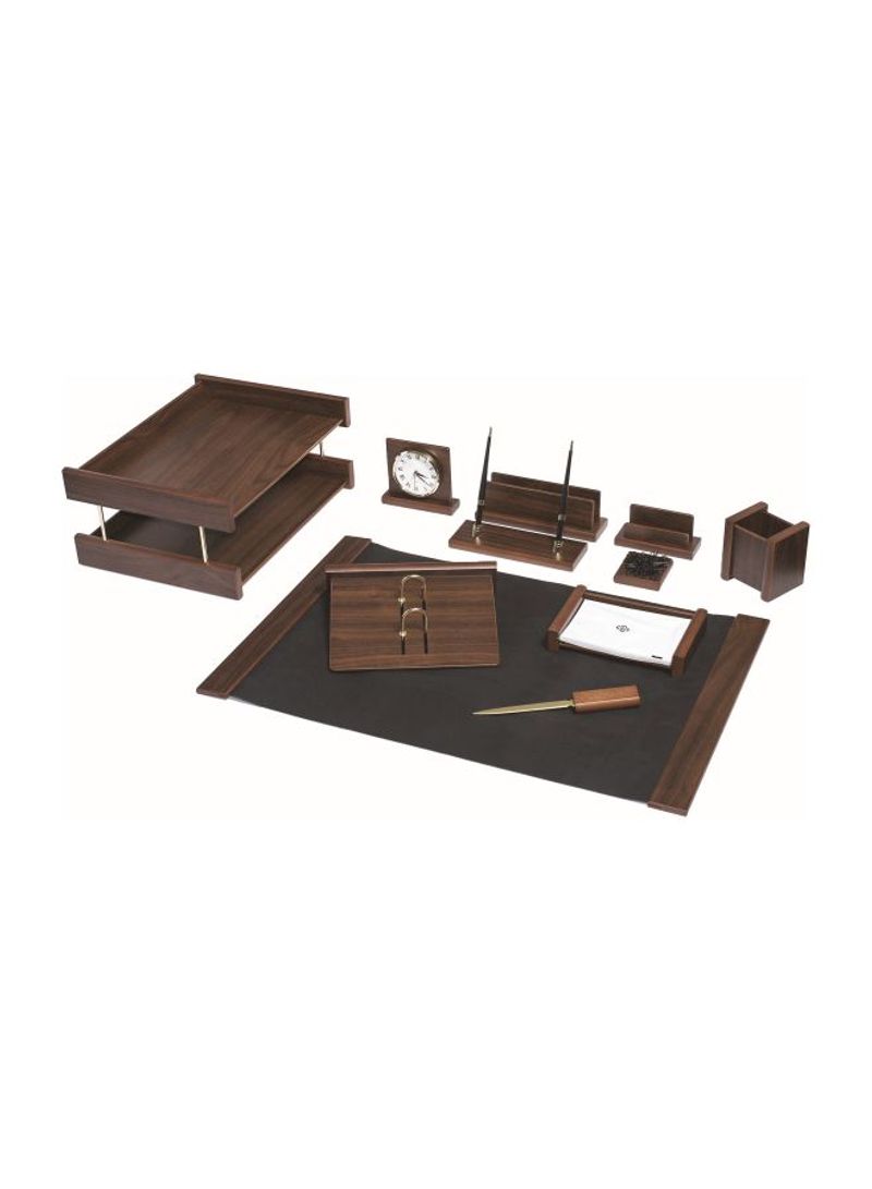 11-Piece Wooden Desk Set Walnut