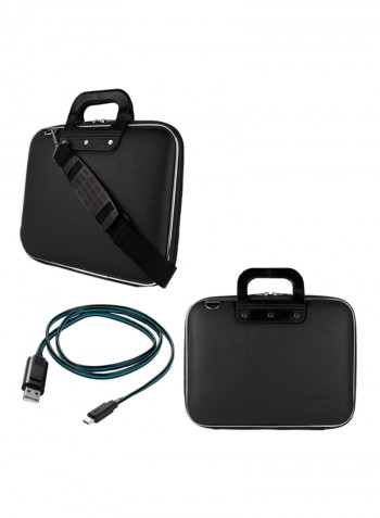 Cady Semi Hard Shell Protective Case For Samsung Galaxy Tablet With USB Cable 10.5inch Black