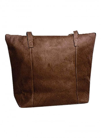 Zipper Shopping Tote Brown