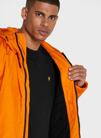 Plain Longline Parka Jacket برتقالي