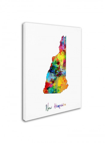 Hampshire Map Canvas Wall Art Multicolour 14 x 19inch
