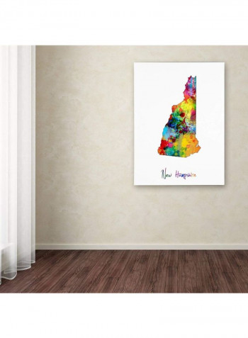 Hampshire Map Canvas Wall Art Multicolour 14 x 19inch