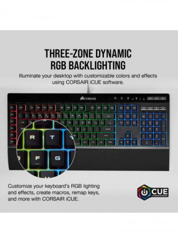 K55 RGB Gaming Keyboard With LED Backlit Keys Black