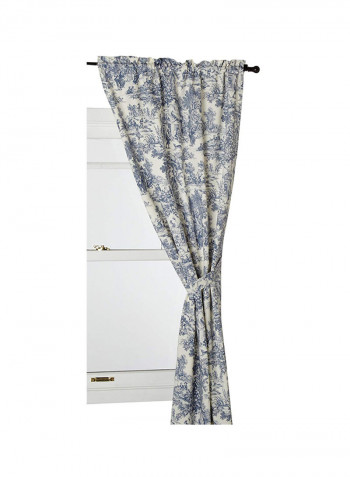 2-Piece Victoria Park Toile Tailored Curtain Panel With Tieback Grey/Black 68 x 72inch
