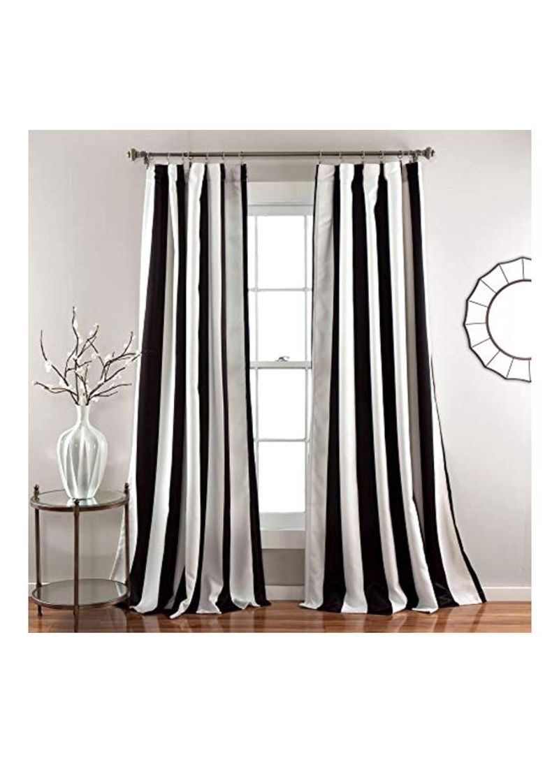2-Piece Synthetic Window Panel Curtains Set Black/White 84x52inch
