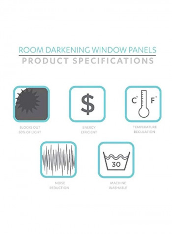 2-Piece Synthetic Window Panel Curtains Set Black/White 84x52inch